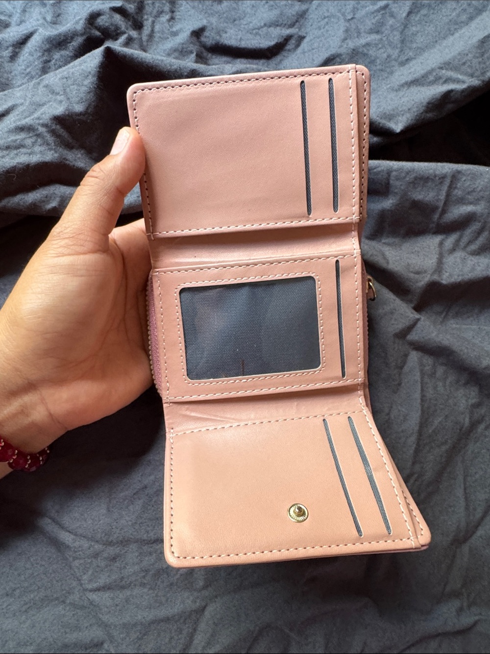 Compact Pink Women’s Wallet with Wrist Strap - - Picture 7 of 9